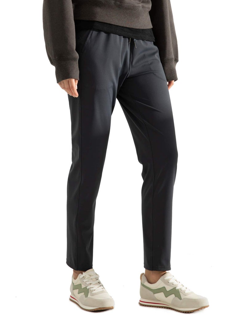 AJISAI 7/8 Joggers Travel Pants with Pockets Lounge Casual Stretch Workout Pants for Women Dark Grey 24 "" M - Image 1